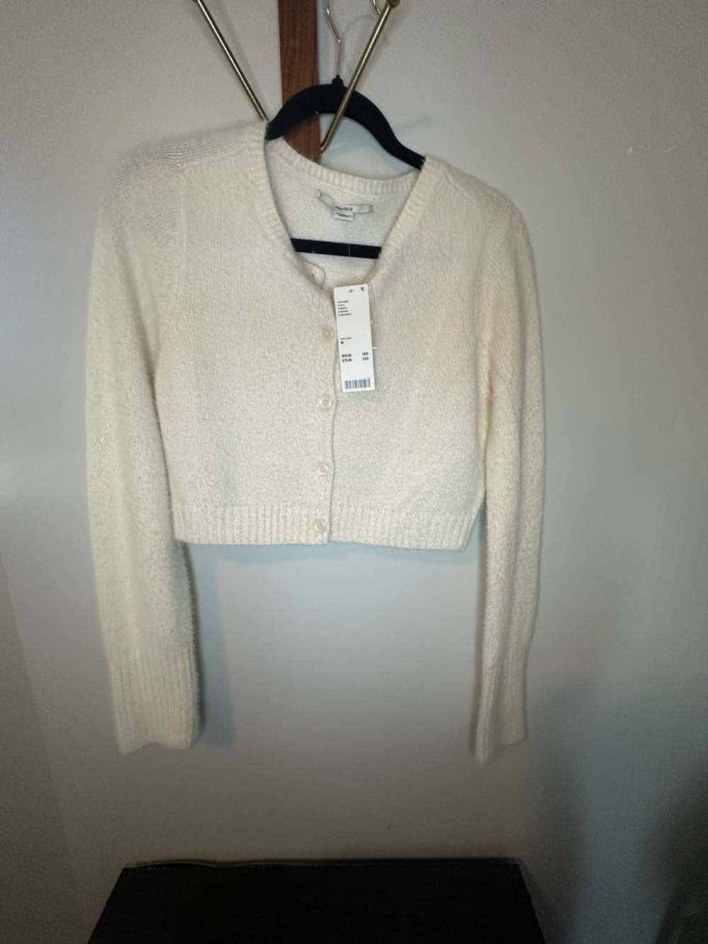 Kimchi Blue Cream Cropped V-Neck Button Cardigan